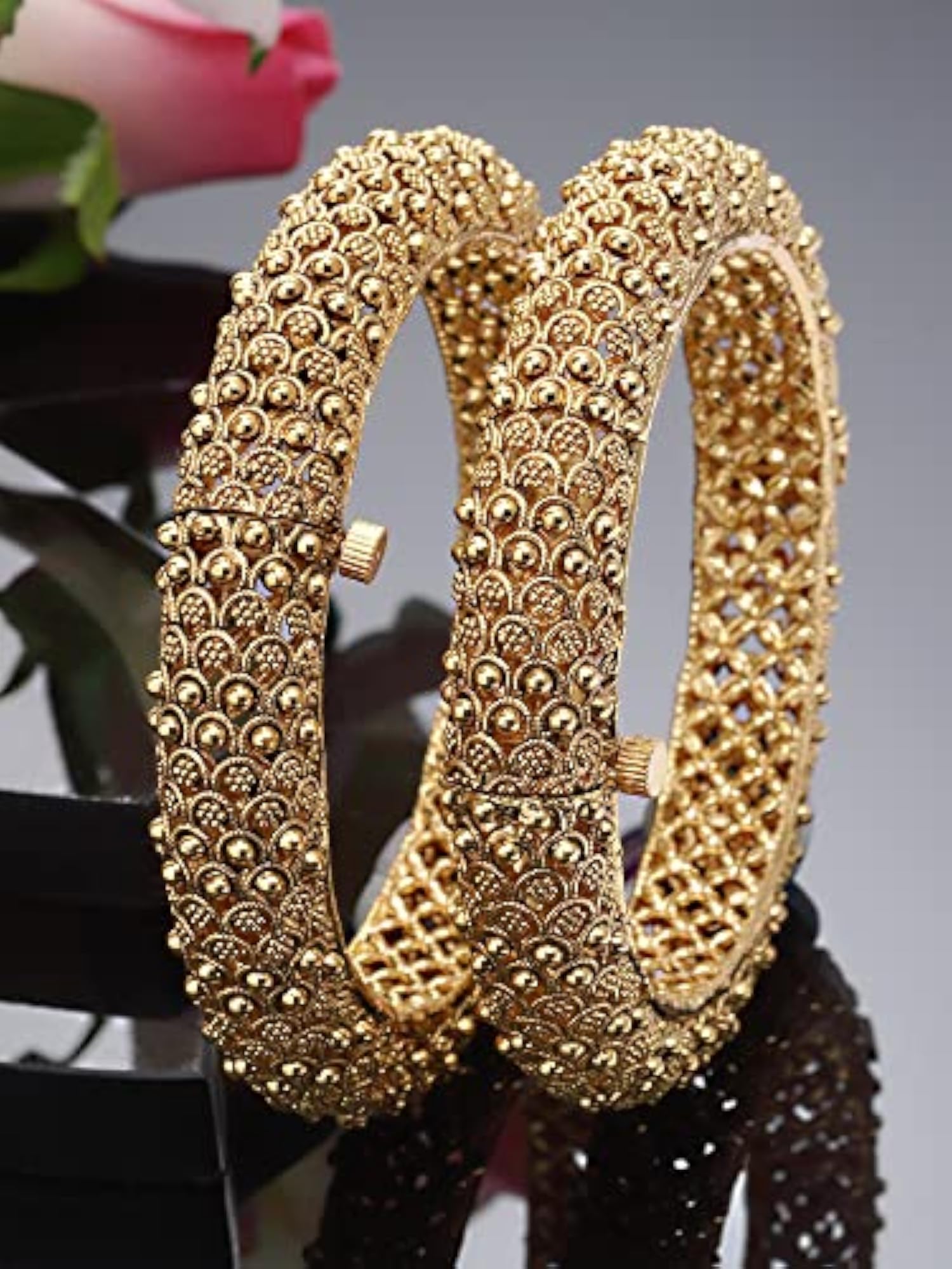 Set of 2 Rajwadi Plated Antique Temple Bangles