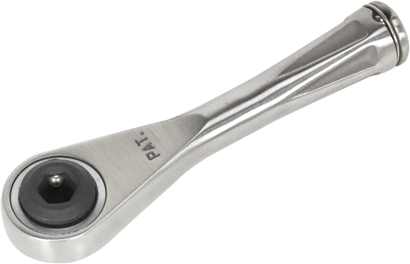 Sealey AK6962 Bit Driver Micro Stainless Steel Ratchet, 1/4 Hex, 85mm x 123mm x 42mm, Silver