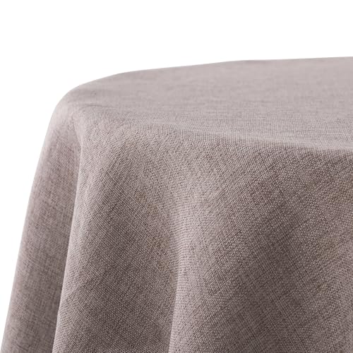 Decomira Nappe de Table Anti Tache Effet Lin - Facile à Laver et Repasser - comme Nappe rectangulaire de Jardin en Plein air pour Table à Manger - Marron Taupe - 140 cm Ronde