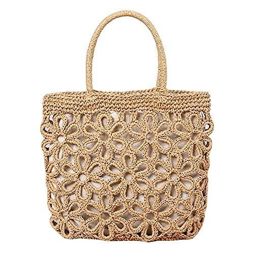 Yoiimiya Bolso de Mano de Paja Informal para Mujer, Bolso de Hombro Tejido de Mimbre, Bolso de RatáN de Playa de Verano, Bolso de Gran Capacidad, Bolso de