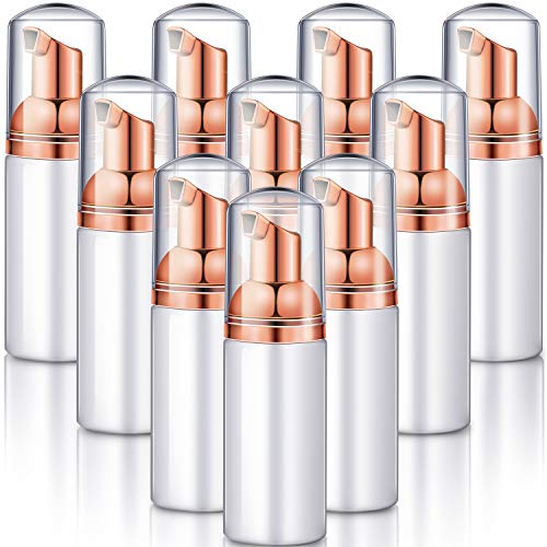 10 Pieces Plastic Foaming Bottles Foaming Pump Bottles 60 ml Foam Dispenser Empty Refillable Travel Bottles for Hand Shampoo Cleaning Airport Travel Outdoor Supplies (Rose Gold)