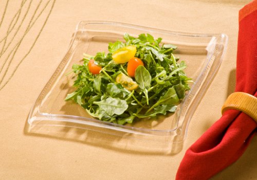 EMI Yoshi Koyal Square Waves Salad Plates, 6.5-Inch, Clear, Set of 120