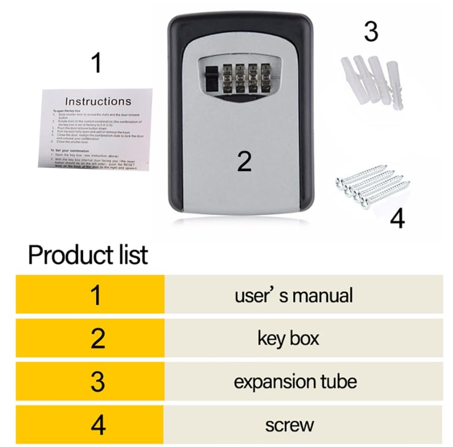 Cerradura Llave Caja Fuerte, Caja de Seguridad con Llave y contraseña for Montaje en Pared, combinación de 4 dígitos, Multicolor, 11,7 x 8,2 x 3,7 cm(Green)