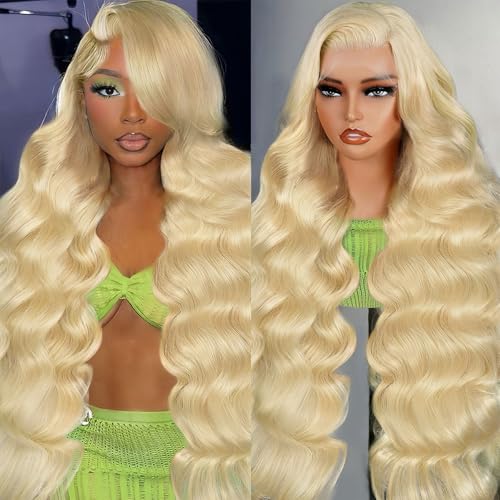 613 13x6 Lace Front Wig Human Hair 200 Density Blonde Body Wave HD Lace Front Wigs Human Hair Pre Plucked Lace Frontal Wigs for Women 20 Inch
