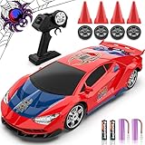 FunnyHall Spider RC Drift Car, 1:24 Remote Control Car 2.4GHz 4WD 15KM/H High Speed RC Cars with LED Lights Racing and Drifting Tire, Gifts Toy Car for Boys Kids 4-7 8-12