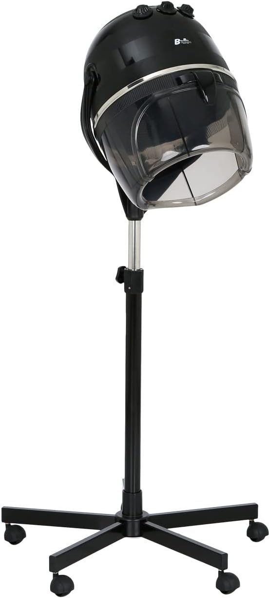Buy-Rite Meredith 880 Watt Professional Salon Hair Dryer - Adjustable Height, 5-Star Caster Base, 60 Min Timer, Auto Shut-Off, Temp Control & 6-Speed Fan, Hood Diameter 11”, MEI-1028