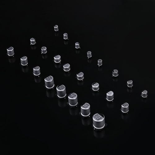 Miniatura 7 de Oumefar 400 condensadores, 24 valores SMD condensadores electrolíticos de aluminio, kit surtido de condensadores electrolíticos con caja de