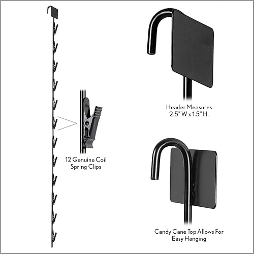 Miniatura 2 de Negro, MS-29BK, individual  Tira de clip de 12 ganchos para estación de gancho Tira de comercialización de metal resistente  31 pulgadas de largo