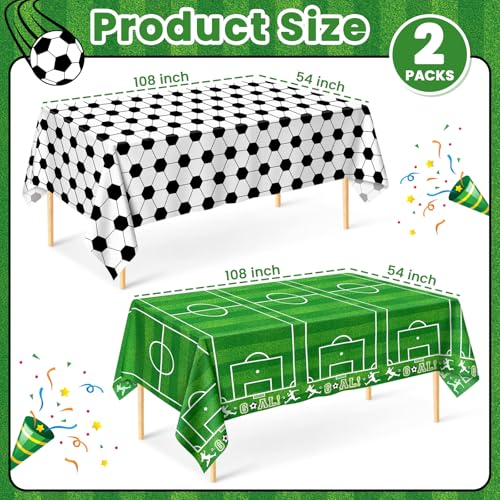 Image of Mulbozy 2 Pcs Soccer Tablecloths, Soccer Birthday Party, Sports Theme