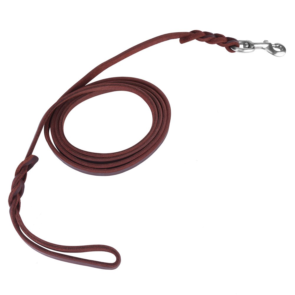 Correa de Cuero Marrón para Perros, Correa de Cuero Para Caminar Entrenamiento- Ideal para Paseos/Entrenamiento, Suave y Resistente（2.1m）