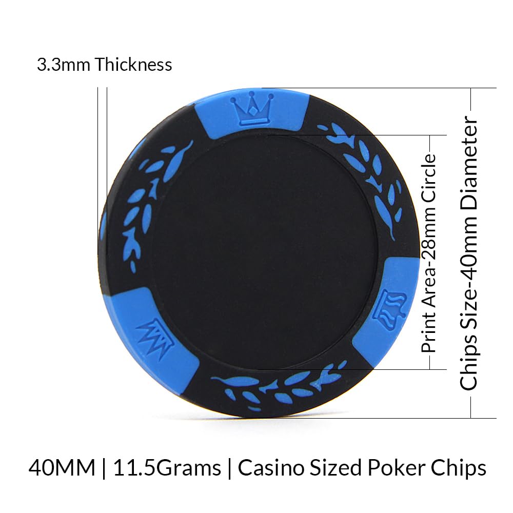 100 Premium Clay Poker Chips, personalisieren Sie Ihr Bild und Text, 11,5 g Casino Chips für Texas Hold'em, Blackjack Glücksspiel (weiß)