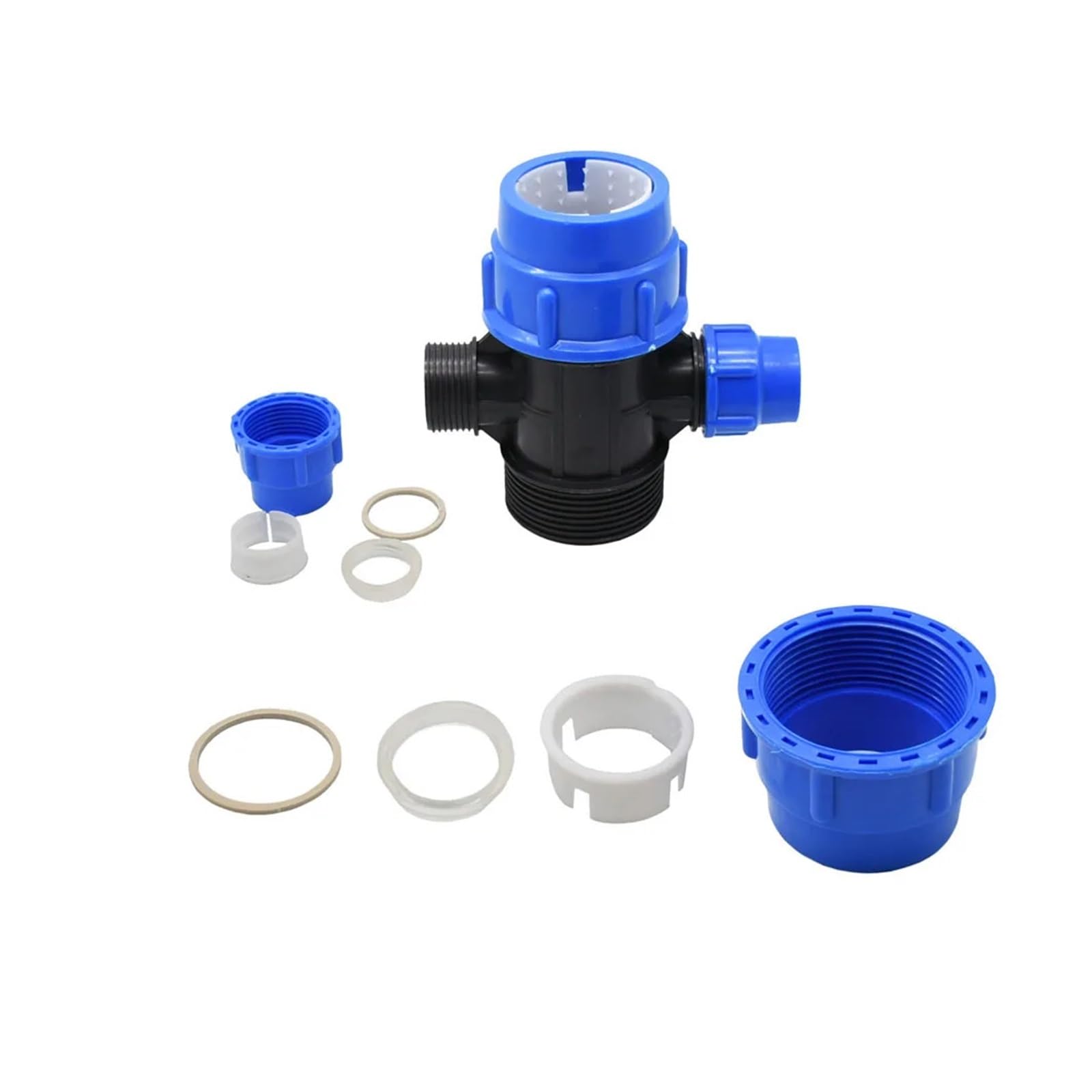 Connettore di riduzione del tubo in PE di plastica a 2/4 vie 63/50/40/32/25/20mm Tee Splitter acqua Accoppiatore rapido for valvola Raccordi for irrigazione(C)
