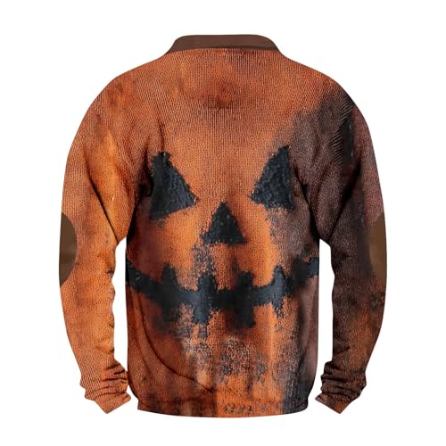 Camisas de Halloween para hombre con estampado Jack O' Lantern XL 2