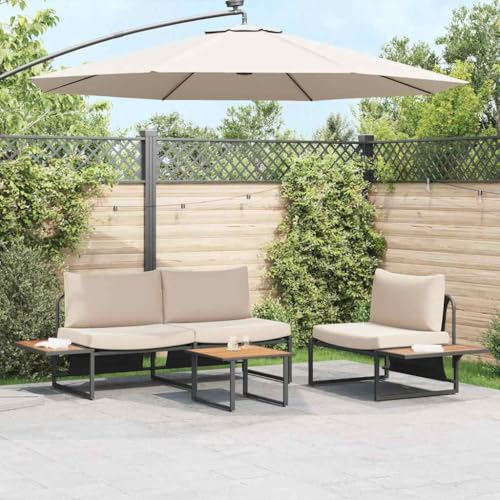 Table basse carrée industrielle noir et marron 55x55x35cm en acier - 2