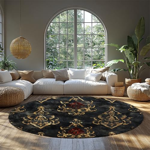 Tapis traditionnel oriental rond à poil bas de qualité supérieure - 3