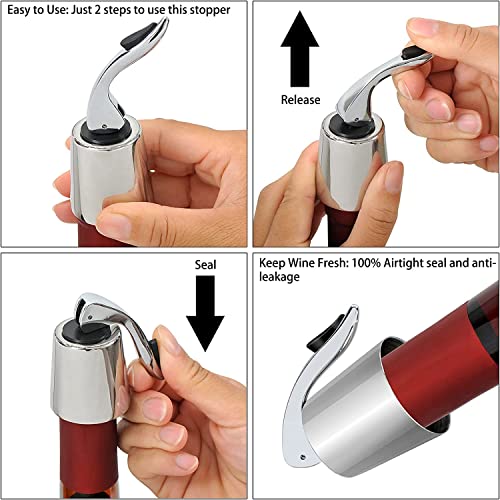 Fkytion Wine Stopper Pack Of 3 Stainless Steel Wine Stopper And Has Strong Sealing Bottle Sealer, Keeps Wine Fresh Reusable Wine Saver #TOP3