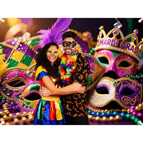 Fondo fotográfico Mardi Gras 8x6 pies poliéster miniatura 4