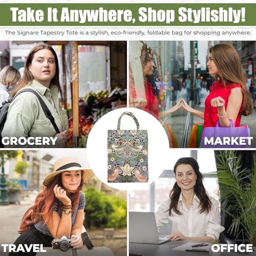 Signare William Morris Design Reusable Eco Shopping Bag, Blue Strawberry Thief, Taglia unica