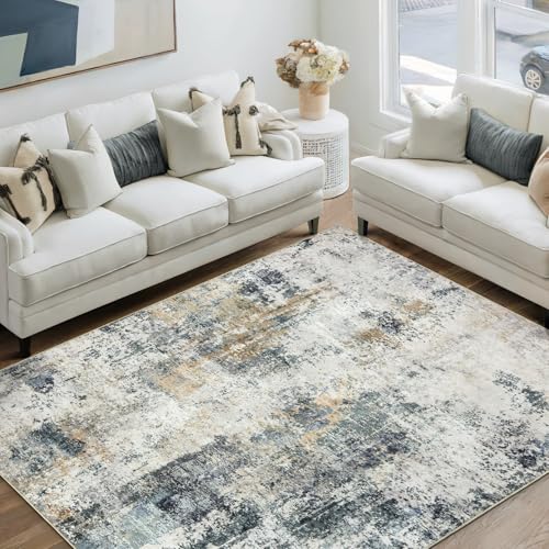AREAMAY Washable Area Rug 5x7 - Neutral Modern Abstract