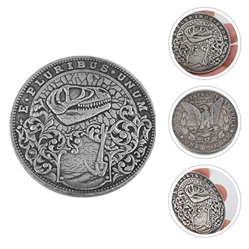 Moeda de dinossauro, dólares de Morgan, moeda de crânio de prata e águia americana, moedas comemorat
