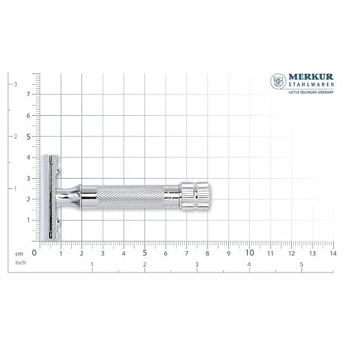 Miniatura 6 de MERKUR Juego de maquinilla de afeitar de seguridad clásica resistente de mango corto 34C con 10 cuchillas en una caja