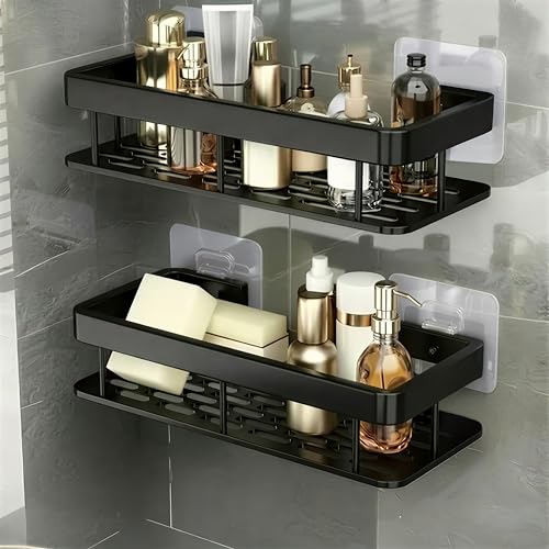 MIORAH Self Adhesive Bathroom Shelf, Rustproof Powder Coated Alum...