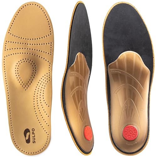 SULPO Orthopädische Einlegesohlen - Comfort Schuheinlagen aus echtem Leder mit Fußgewölbe Unterstützung bei Plattfuß und Mittelfuß Beschwerden - Einlagen Schuhe Damen und Herren 1 Paar (37)