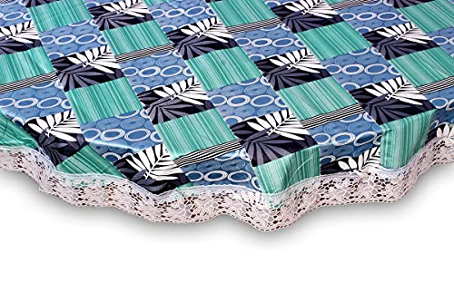Image of The Furnishing Tree Round Shaped 4 Seater Table Cover WxL 60x60 inches with White Border lace