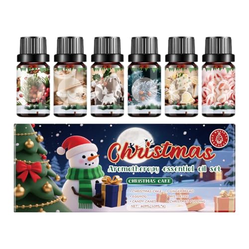 Aceites Esenciales para Difusor - Pack de 6 Unidades Navideñas para Difusor Doméstico,Purificador Jabones Meditación Coche Viaje Oficina Hogar SPA