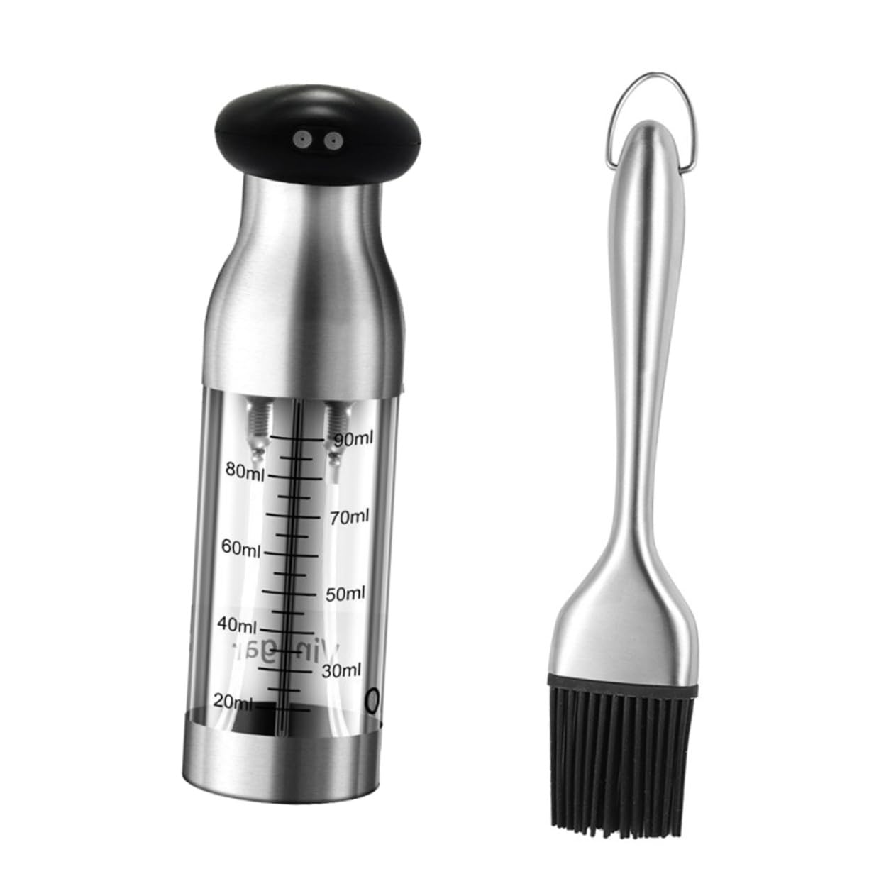 Dispenser in Acciaio Inossidabile con Spruzzatore e Contenitore Trasparente Antigoccia per Cucina Bottiglia Versatile per Olio Salsa di Soia e Condimenti