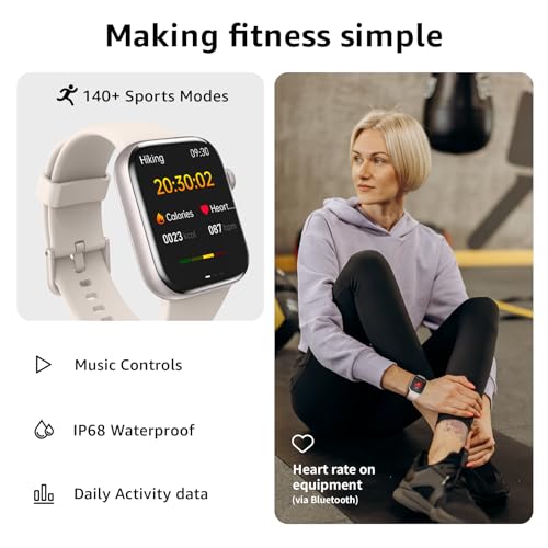 Smart Watch for Men Women, Bluetooth Calling, 1.85" HD Touch Screen Fitness Tracker, 140+ Sports Modes, Heart Rate Sleep Monitor, DIY Dial, IP68 Waterproof, Compatible with Android & iOS(Starlight) by AcclaFit - Image 2