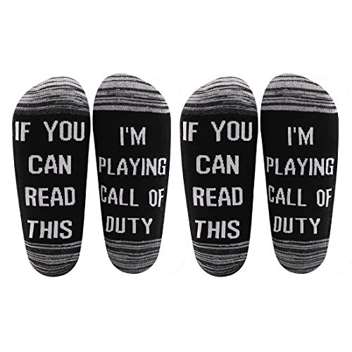 LEVLO Call Of Duty Lover Gift Video Games Socks Mens Cotton Elastic Comfortable Unisex Socks for Call Of Duty Gamers (2 Pairs/Set)