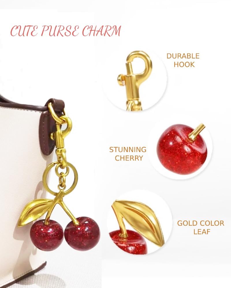 Purse Chain Charms Gold Cherry Bag Charm, Purse Charms for Handbags Cute Bag Charm Chains Accessories, Gifts for Women - Image 7