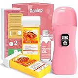 Roll on Wax Kit for Hair Removal - Wax Roller with Digital LED Display, Waxing Kit for Hair Removal for Women, Safe No-Burn At-Home Waxs Warmer, 2 Soft Honey Cartridges & 50 Strips