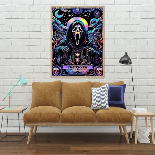 Image of Eiazuiks Halloween Stamping Cross Stitch Kit, Skull Halloween Counting Cross Stitch Kit for Adult Beginners, Full Line DIY Stitching Kit for Home Decor Cross Stitch Patterns 12x16 inches