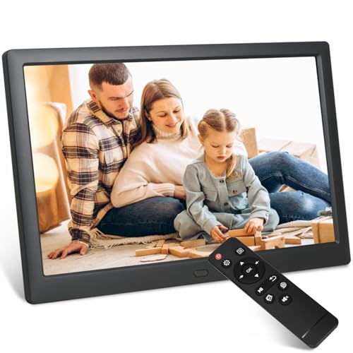 TSITSC Cadre photo numérique 13,3' - 1280 x 800 cm - Fonction calendrier - Avec télécommande - Prend en charge les cartes USB/SD - Pour bureau ou montage mural - Noir