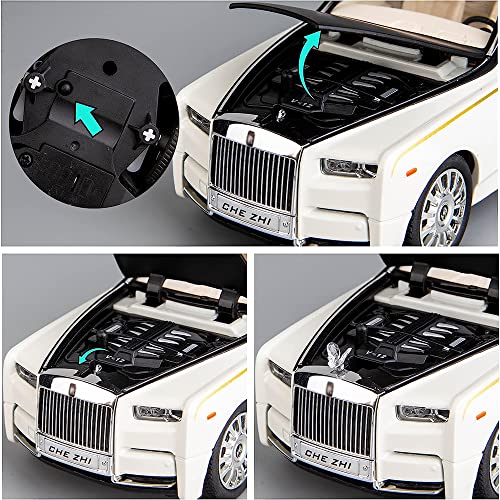 Image of 1:24 Phantom Toy Car Diecast Metal Car with Light Sound Openable Door Pullback, Black