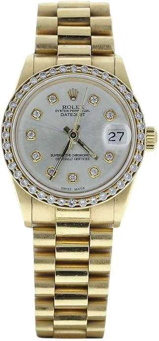 Rolex Ladys 31mm Midsize President 68278 Custom Diamond Dial & Bezel