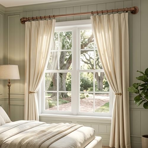 Brass Industrial Pipe Curtain Rod 18 to 120 Inch,1 Inch Diameter Adjustable Wrap Around Curtain Rod,Metal Window Treatment Rods,Ideal as Your Kitchen,Bedroom,Outdoor Patio Etc - image 5