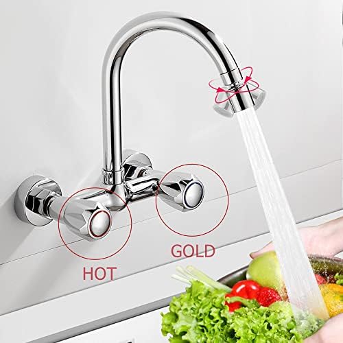2 Sets Replacement Bathroom Kitchen Sink Tap Standard Hot & Cold Tap 1/2'' Top Head Covers Chrome Plated Red and Blue Tap Top for Leaking Aging Taps