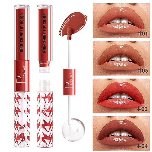 Lip Gloss,Lipsticks For Women Long Lasting- Double Ended Clear Lip Oil Base High Pigment Liquid Lipstick- Moisturising Lip Glaze Lip Oil Liner Nourishing Cosmetics - Image 4