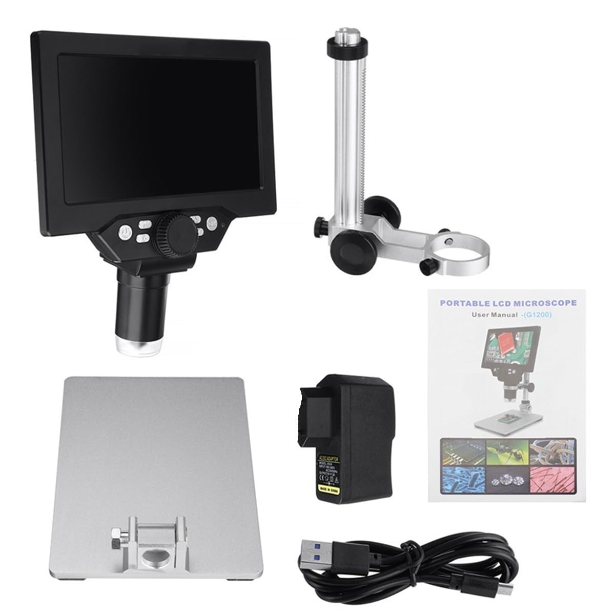 Microscope 7 Inch G1200 12MP 1-1200X Digital Microscope LCD Display 500X 1000X Microscopes