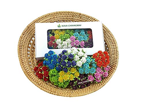 Nava Chiangmai Flowers Mixed Mulberry Paper Flowers Handmade Craft Project Cardmaking Floral Valentine (Mixed Color) #TOP4