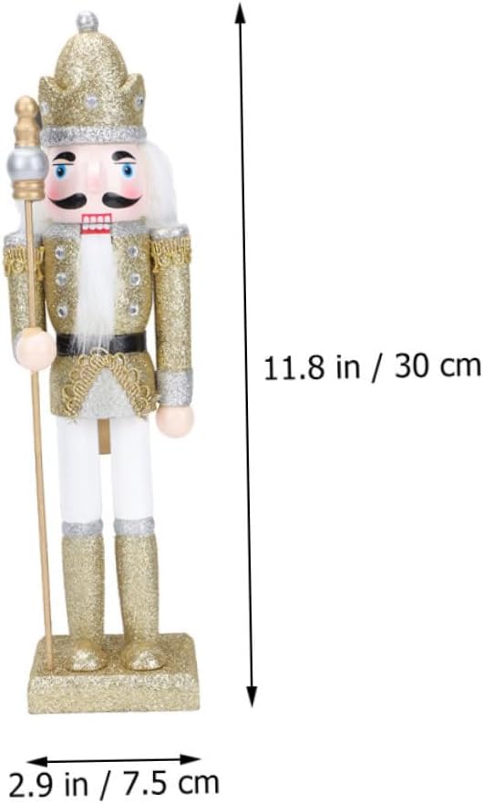 NUOBESTY 3pcs Christmas Nutcracker Soldier Figurines Small Wood Nutcracker Ornaments Glitter Silver Gold Pink Xmas Decor Holiday Party Supplies
