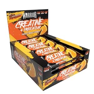 Warrior RAW Creatine Protein Bar, 20g High Protein Oat Flapjack With 3g Creatine, Low Sugar Protein Bar, Gym Snack For Muscle Growth & Recovery, Pre Or Post Workout, 12 x 75g(Chocolate Orange)