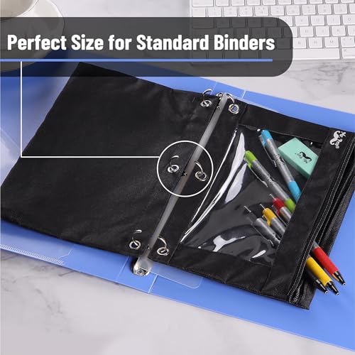 Image of Mr. Pen- Pencil Pouch for 3 Ring Binder, 30 Pack, 10 inchx6.75 inch, Smooth Zipper | Clear Window, Bulk Large Capacity Pencil Case with 3 Reinforced Grommets for School, Office, Supplies Storage | Clear Window, Bulk Large Capacity Pencil Case with 3 Reinforced Grommets for School, Office, Supplies Storage