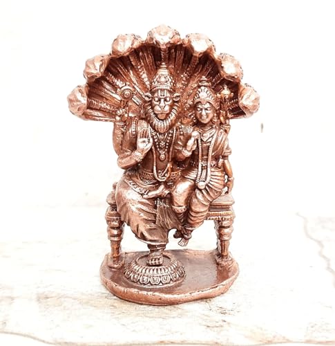 Image of Copper Idols of god Lakshmi Narasimhar, 2.3 inches,110 Gram, Patina Antique Finish, Pack of 1 Piece