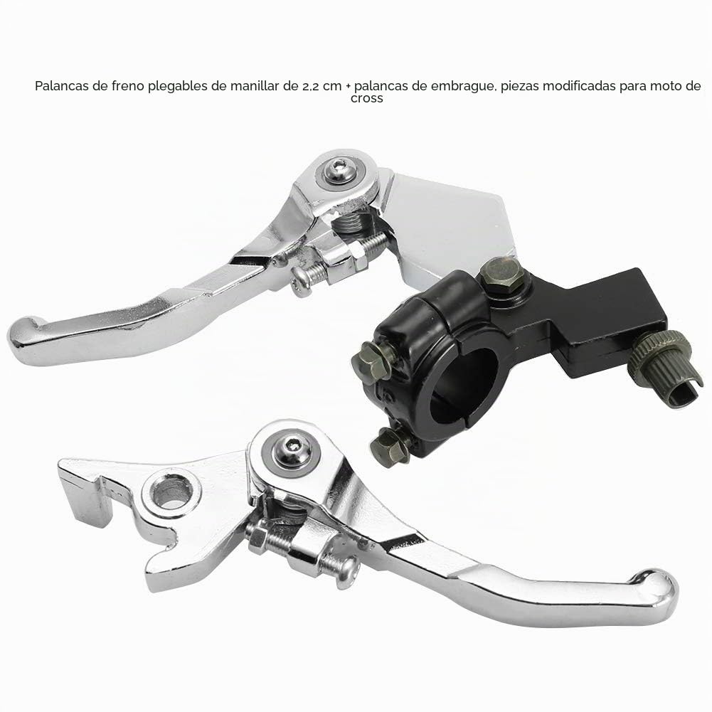 Qiilu Palancas de Embrague de Freno de Motocicleta, Palanca de Freno Plegable de Manillar de 7/8 "+ Palanca de Embrague para Piezas modificadas Pit Dirt Bike