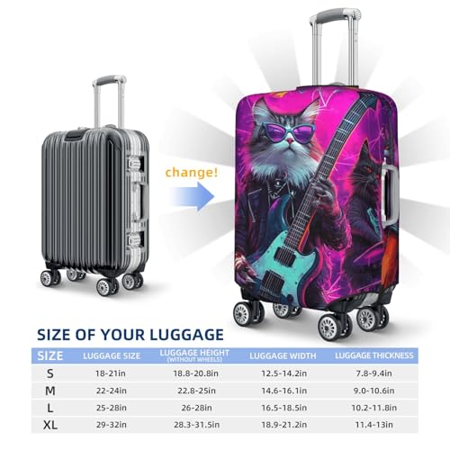 Hiphop Cat Print Travel Luggage Cover Elastic Baggage Protector Fits 18-21 Inch Luggage4