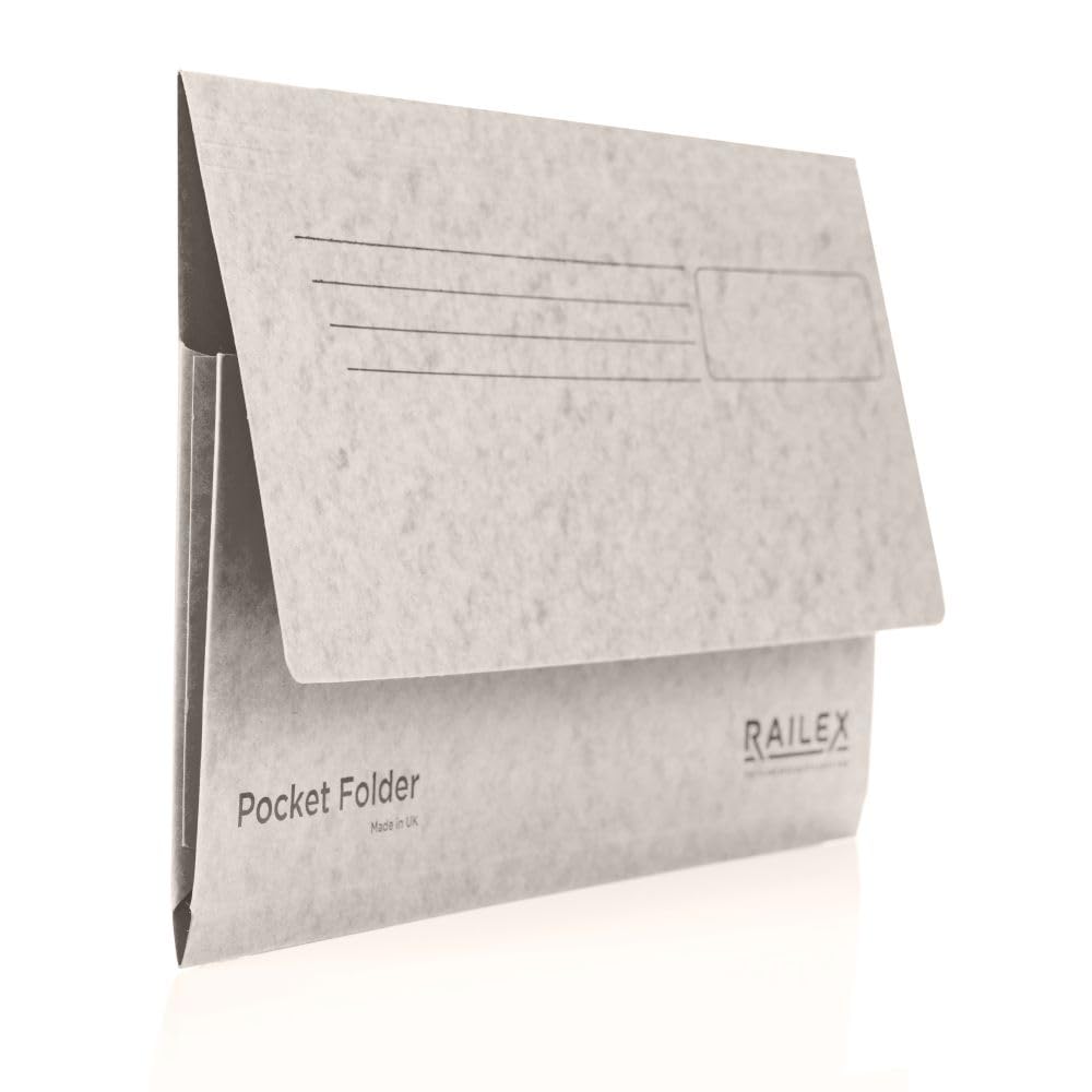 Railex Pocket Folder Foolscap Document Wallets, Ivory Folders Pack of 10 for Paperwork A4 and A4+